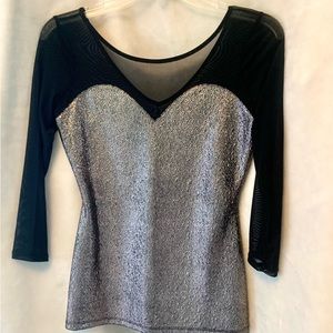 Guess Black Sheer Blouse with Silver Shimmer S